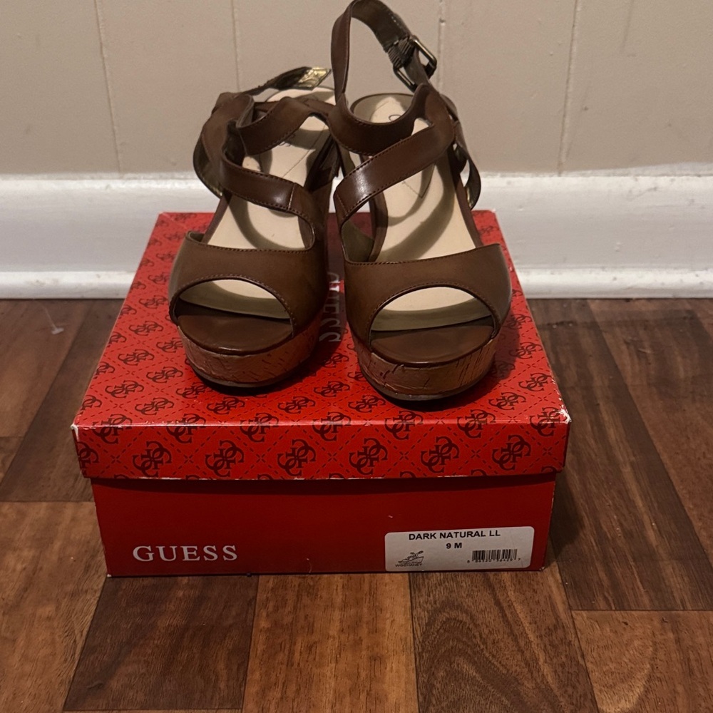 Guess Women's Dark Brown Platform Heels